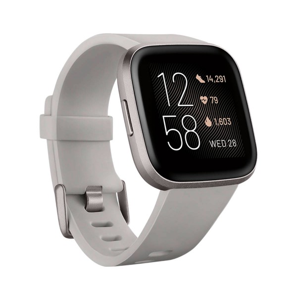 Fitbit fb507gysr versa 2 piedra/aluminio smartwatch reloj de salud y forma física con amazon alexa integrada